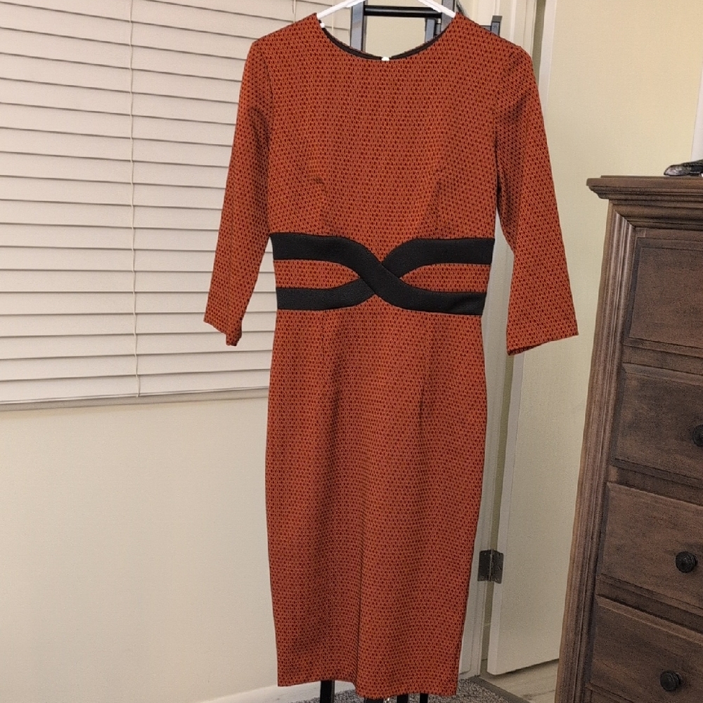 Diva Rust and Black 3/4 Sleeve Dress